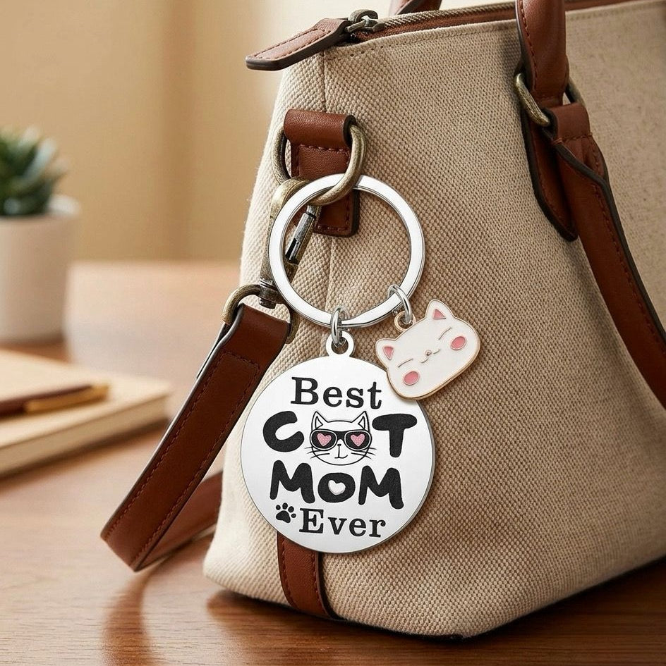 Best Cat Mom Keychain